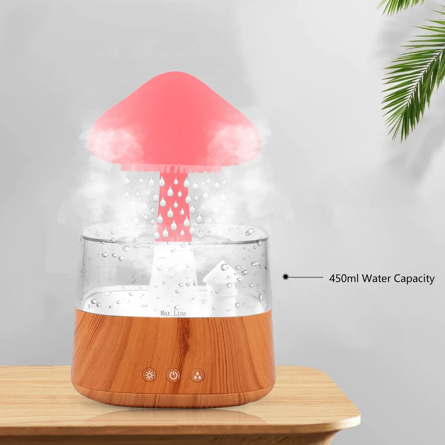 450ML Rain Drop Humidifier with Remote 7 Colours Led Light Mushroom Cloud Essential Oil Aromatherapy Diffuser for Sleeping Home