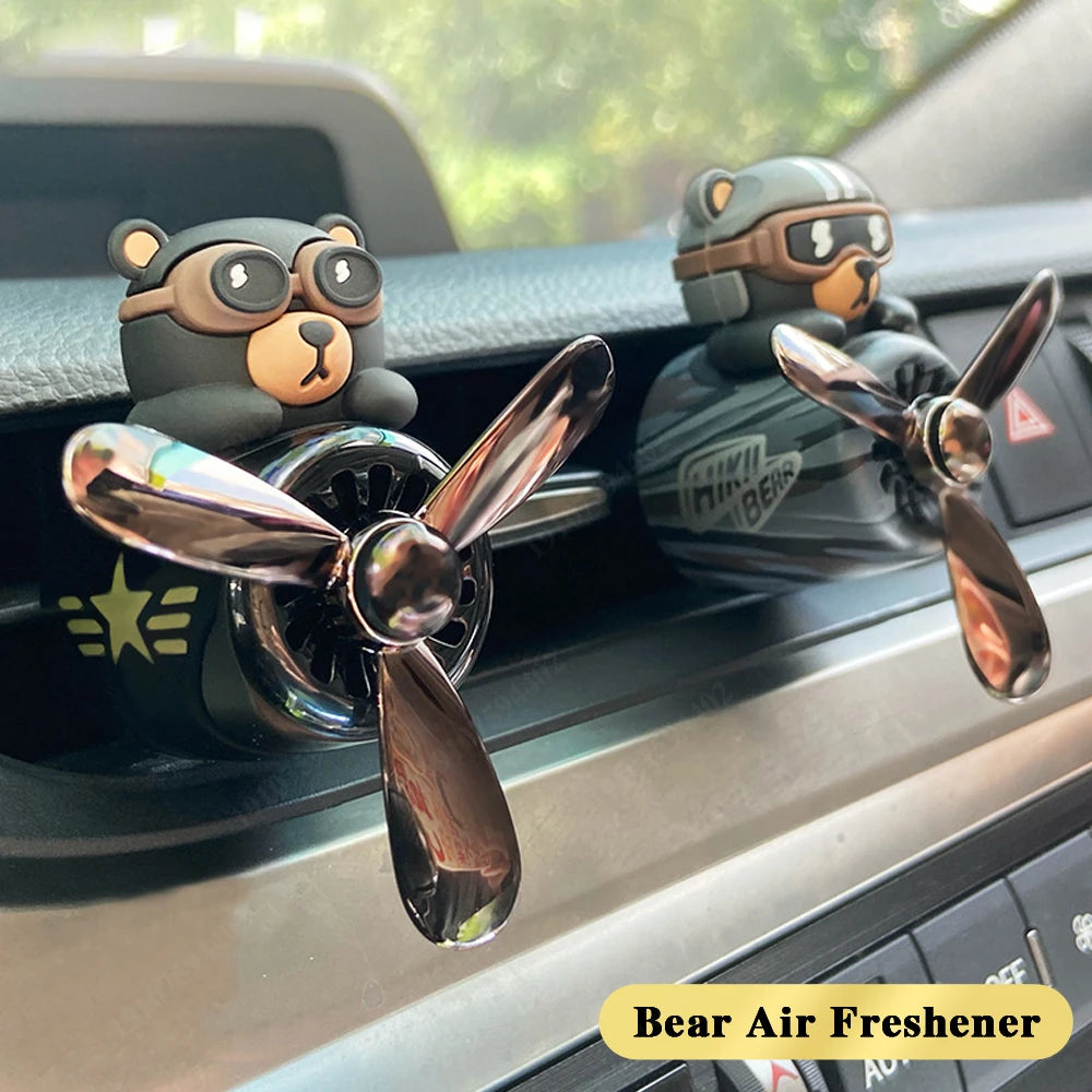 Bear Pilot Car Air Freshener Perfume Diffuser Air Outlet Decorations Propeller Fragrance Remove Odor Interior Flavoring Supplies