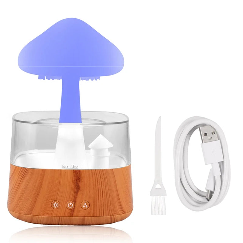 450ML Rain Drop Humidifier with Remote 7 Colours Led Light Mushroom Cloud Essential Oil Aromatherapy Diffuser for Sleeping Home