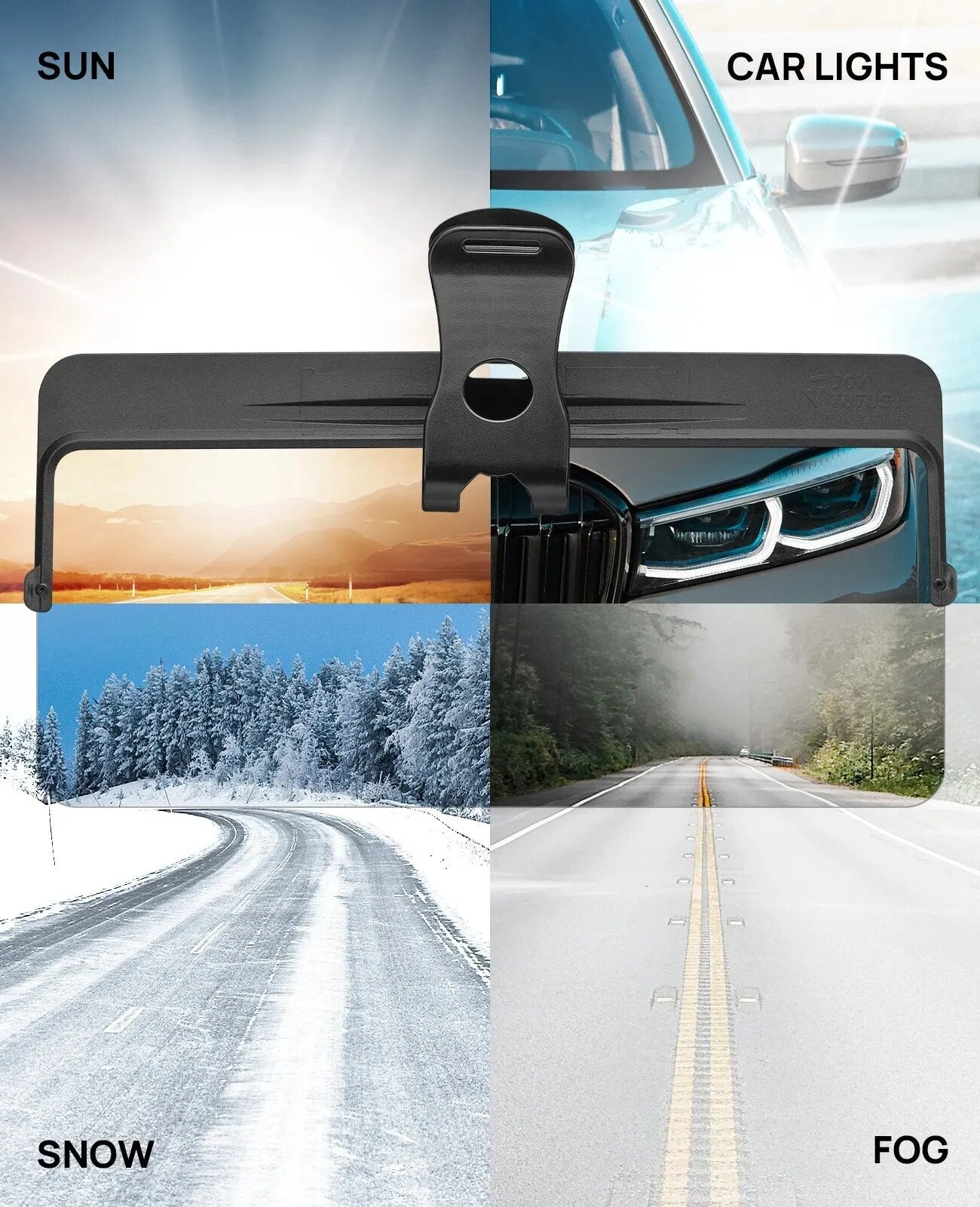 2 in 1 Car Sun Visor Polarized Sunshade Plate Clear Vision Anti-Dazzle Anti-Uv Rotatable Adjustable Sun Visor Blocker Car Mirror