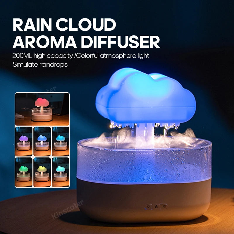 Rain Cloud Aroma Diffuser Zen Raindrops Air Humidifier Essential Oil Diffuser USB Desktop Ultrasonic Sprayer