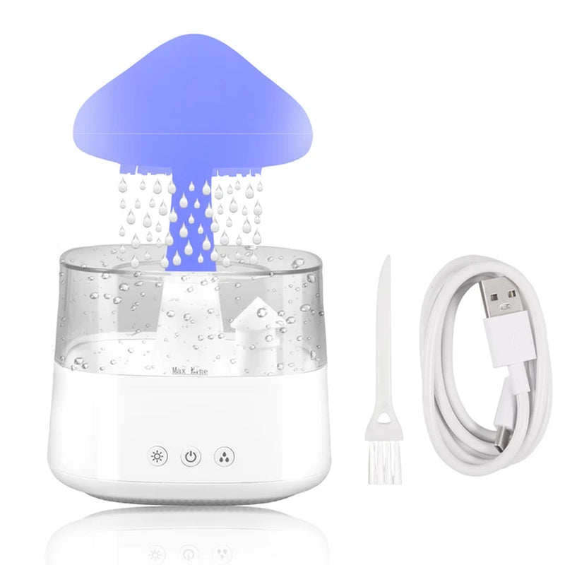 450ML Rain Drop Humidifier with Remote 7 Colours Led Light Mushroom Cloud Essential Oil Aromatherapy Diffuser for Sleeping Home