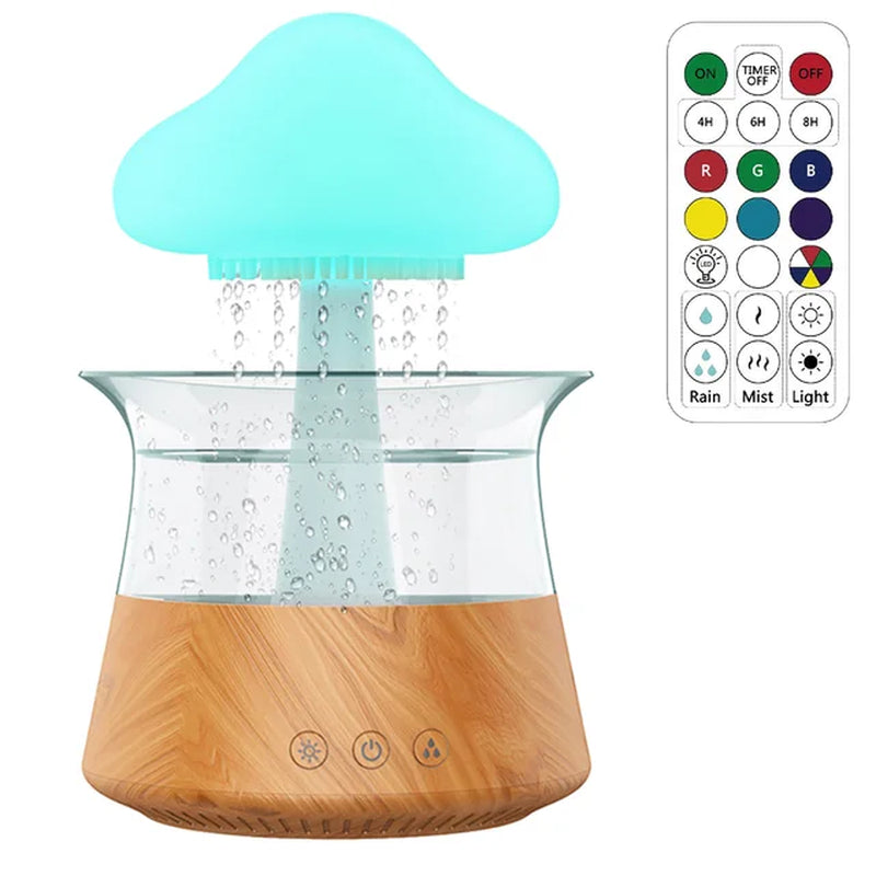 450ML Rain Drop Humidifier with Remote 7 Colours Led Light Mushroom Cloud Essential Oil Aromatherapy Diffuser for Sleeping Home